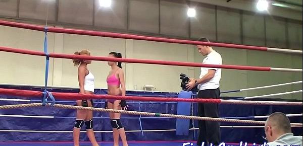  Glamour babes wrestle in the ring